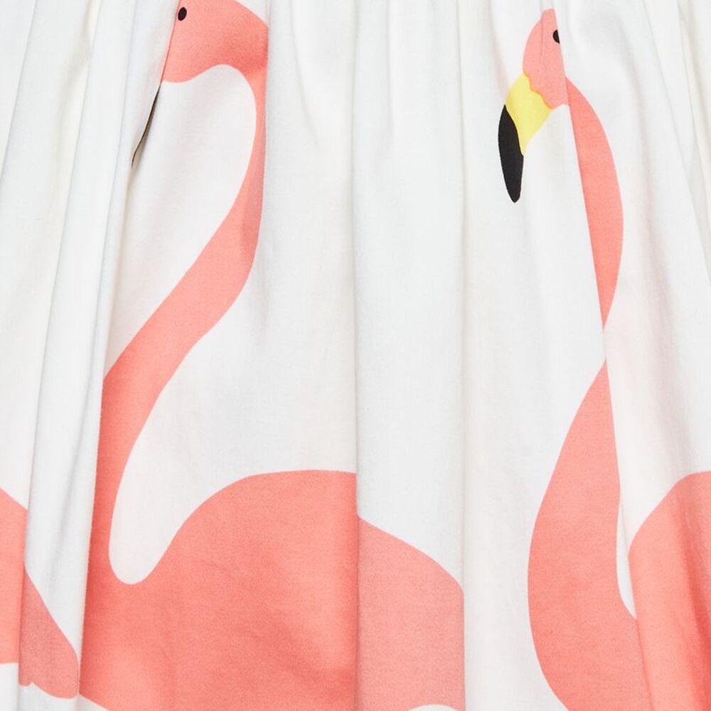 Alice + Olivia White Flamingo Print Stretch Cotton Flared Hale Mini Skirt Xs - Picture 4 of 6